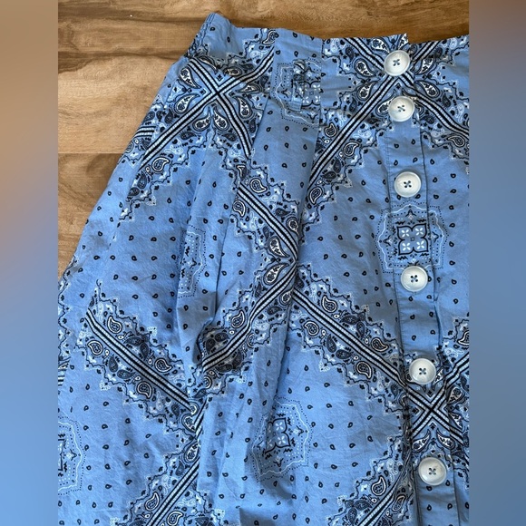 Modcloth Taming the Wild West A-Line Skirt in Blue Bandana - Size M - Picture 3 of 5